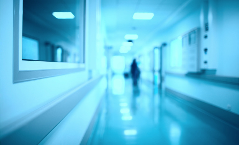 Blurred hospital corridor