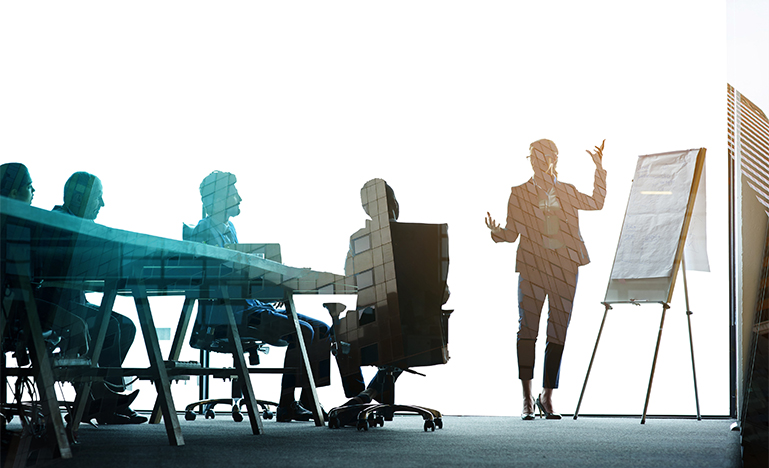 Woman giving presentation