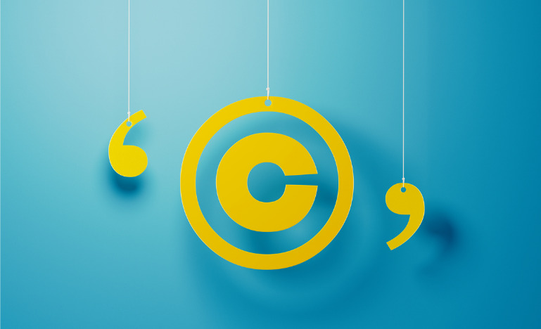 yellow copyright symbol, hanging
