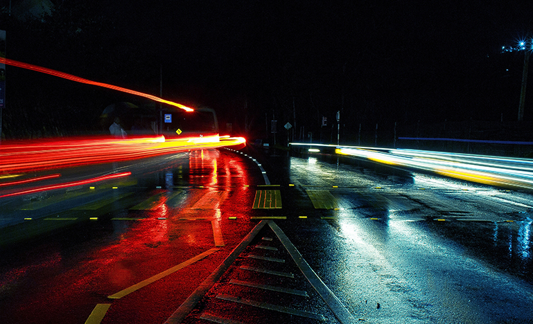 light streams at night