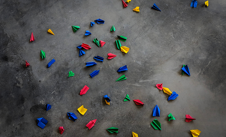 coloured pieces of paper