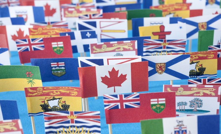 Group of Canadian and Provincial Flags