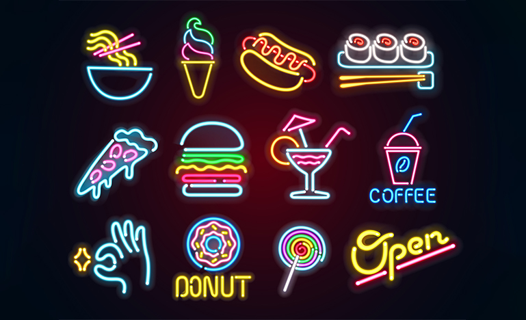 Set food and drink neon sign