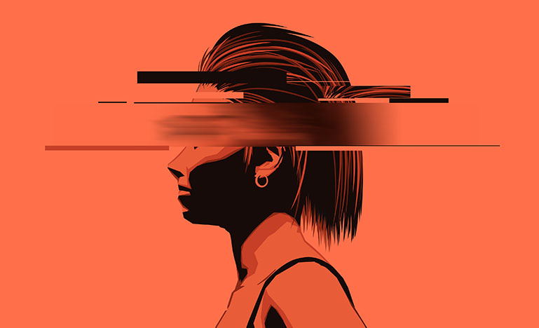 Woman erasing illustration