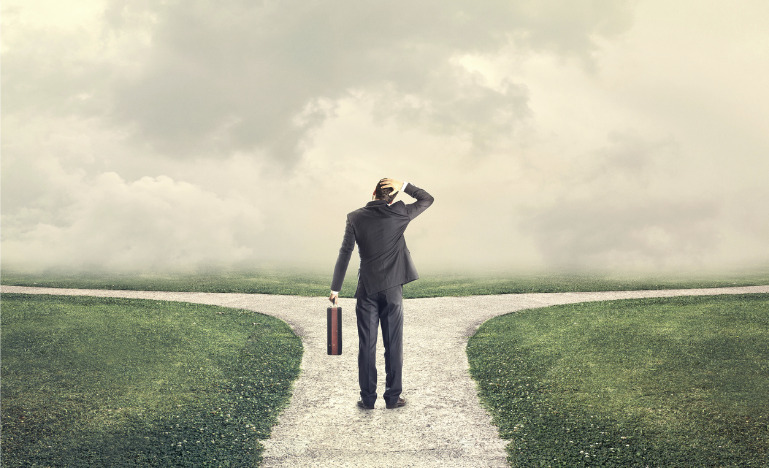 man between two paths