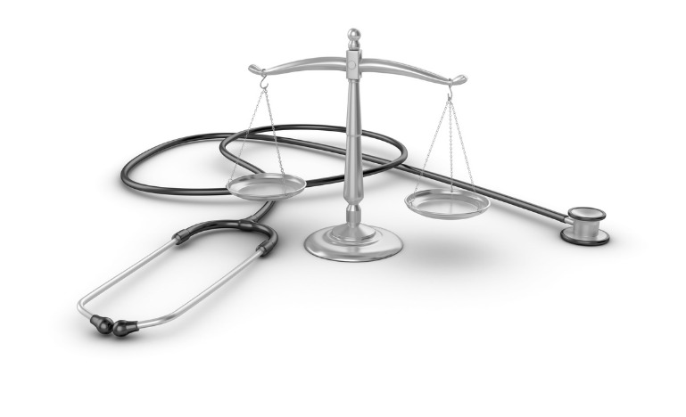 Stethoscope with SCALES OF JUSTICE -