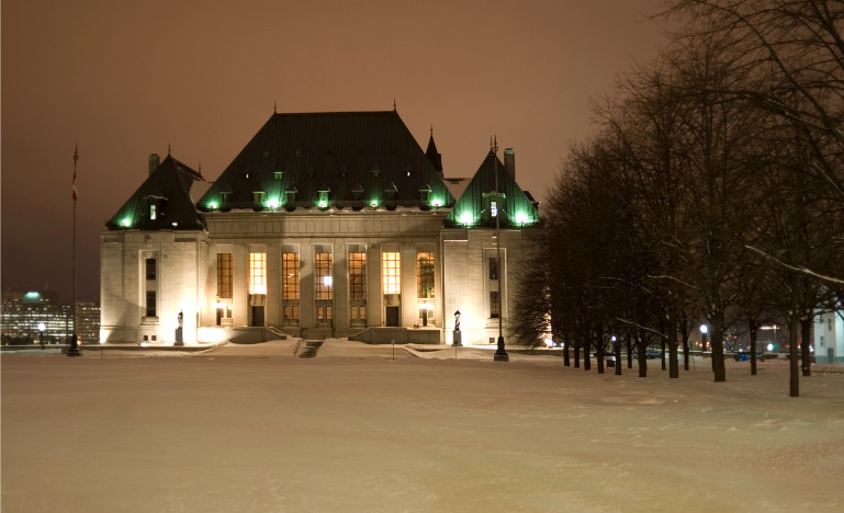Supreme Court of Canada at night in winter