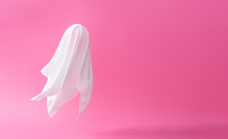 Ghost sheet on pink background