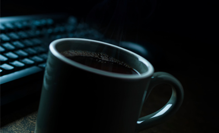 Working late with coffee